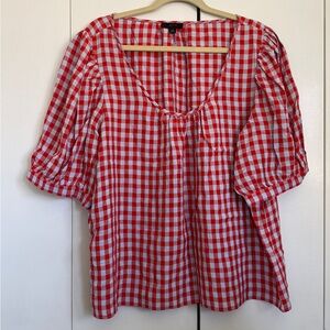 J Crew Red and Bue Gingham Women's Top 2X